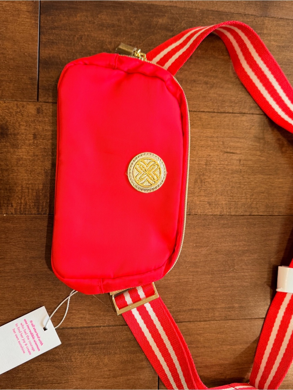 Lilly Pulitzer Red Belt Bag with Gold Emblem
